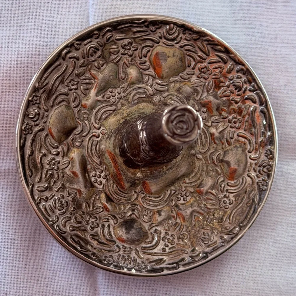 Ornate Silver plated Jewelry rings Holder vintage
